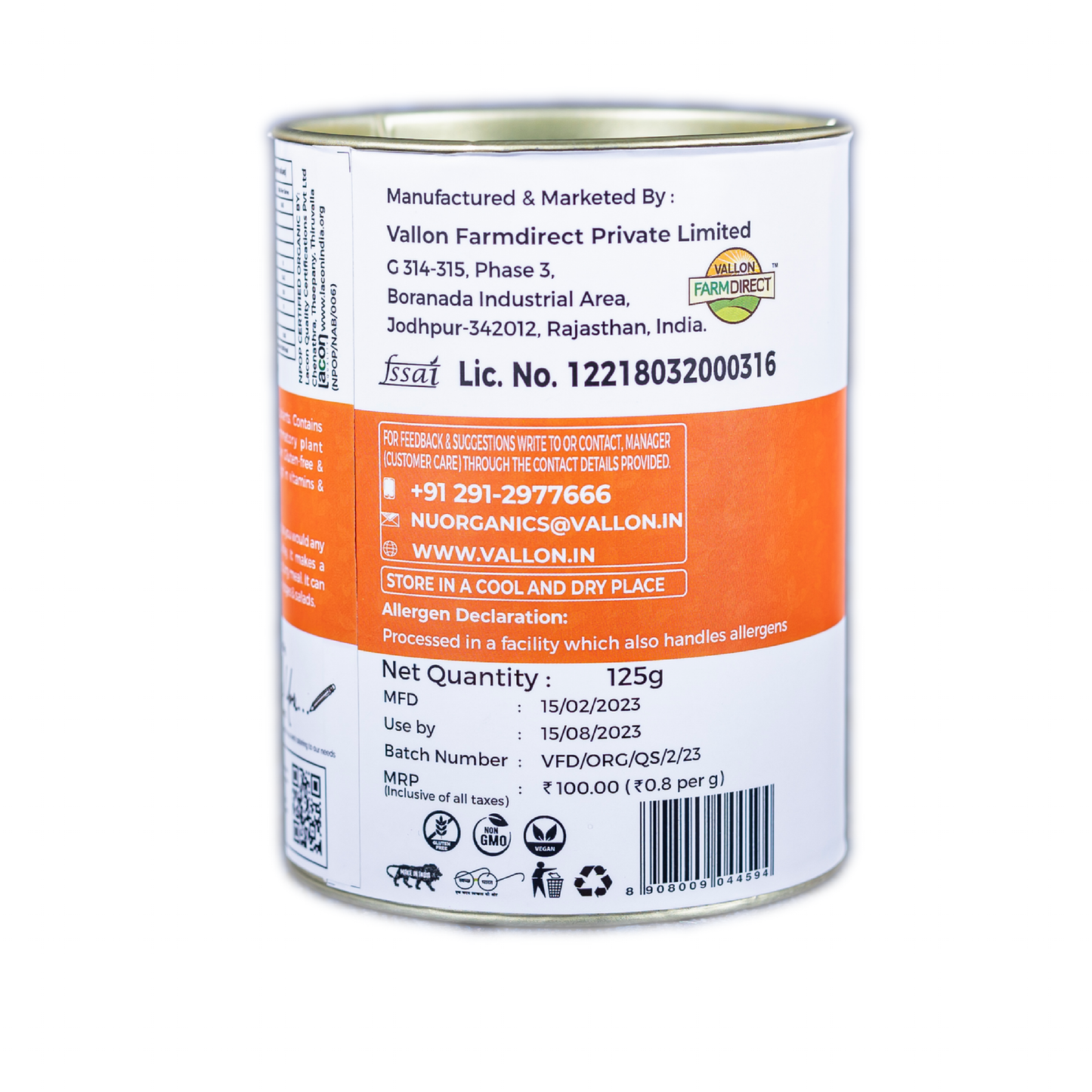 Organic Whole White Sesame Seeds - 125g