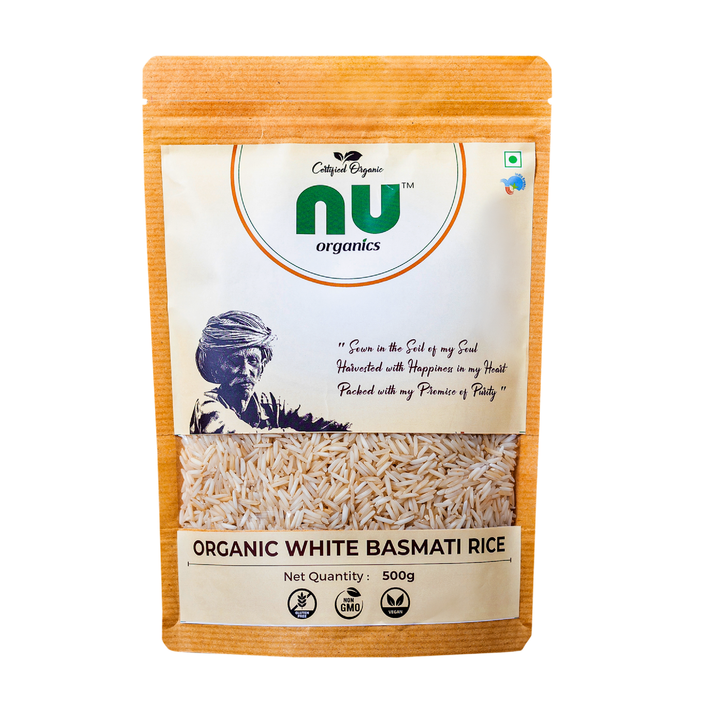 Organic Basmati Raw Rice - 500g