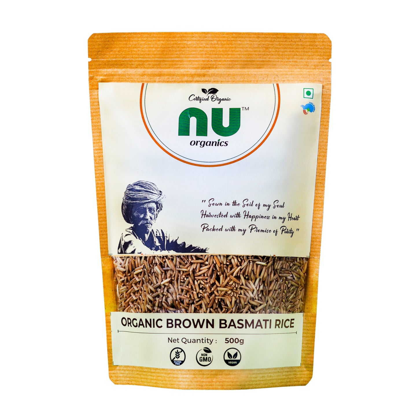 Organic Unpolished Basmati Brown Rice - 500g