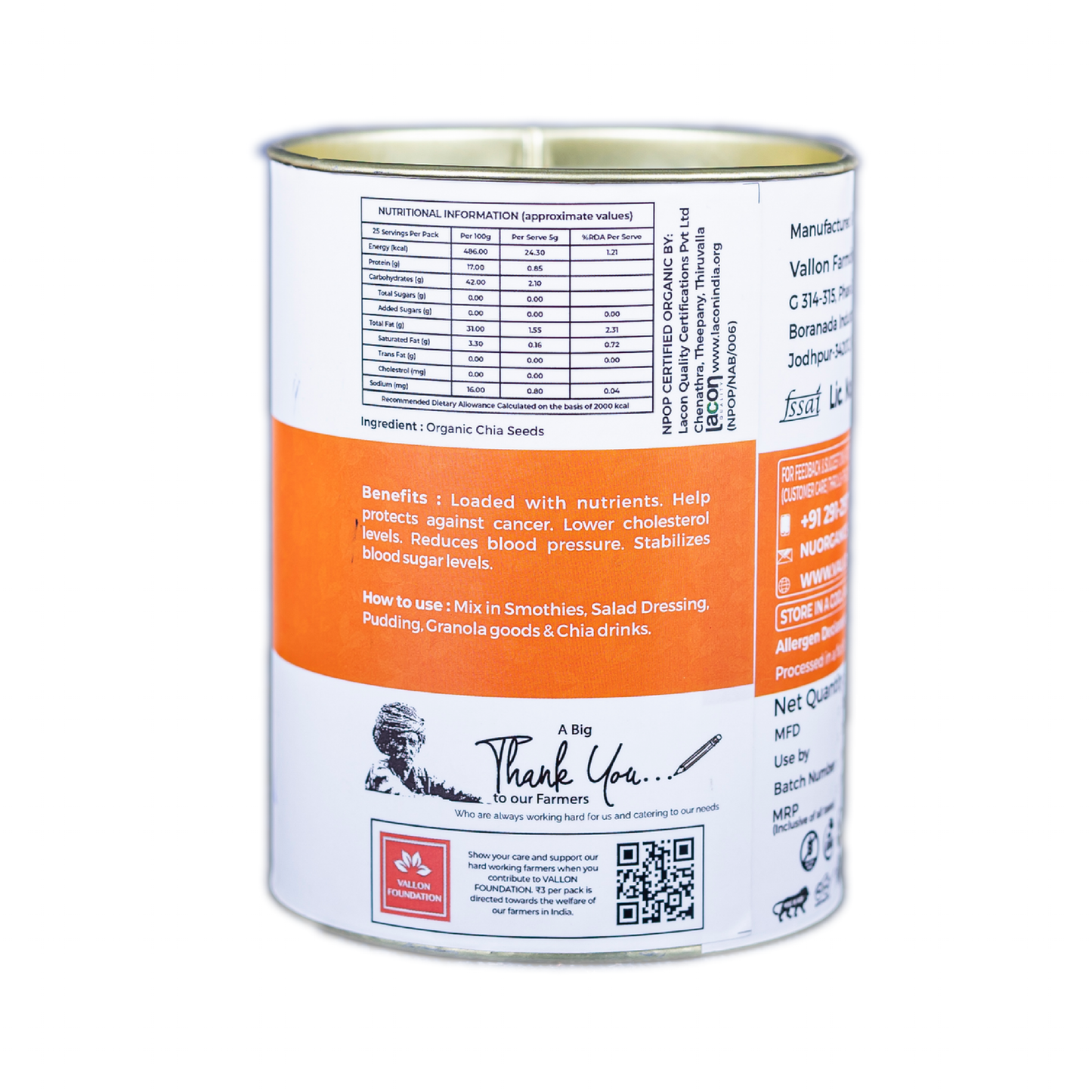 Organic Chia Seeds - 125g